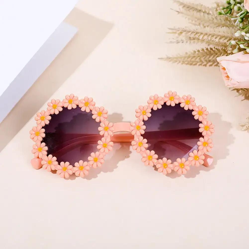 Children Cute Acrylic Flower Outdoor Protection Sunglasses Baby Girls Classic Photography Accessories Kids Boy UV400 Sunglasses