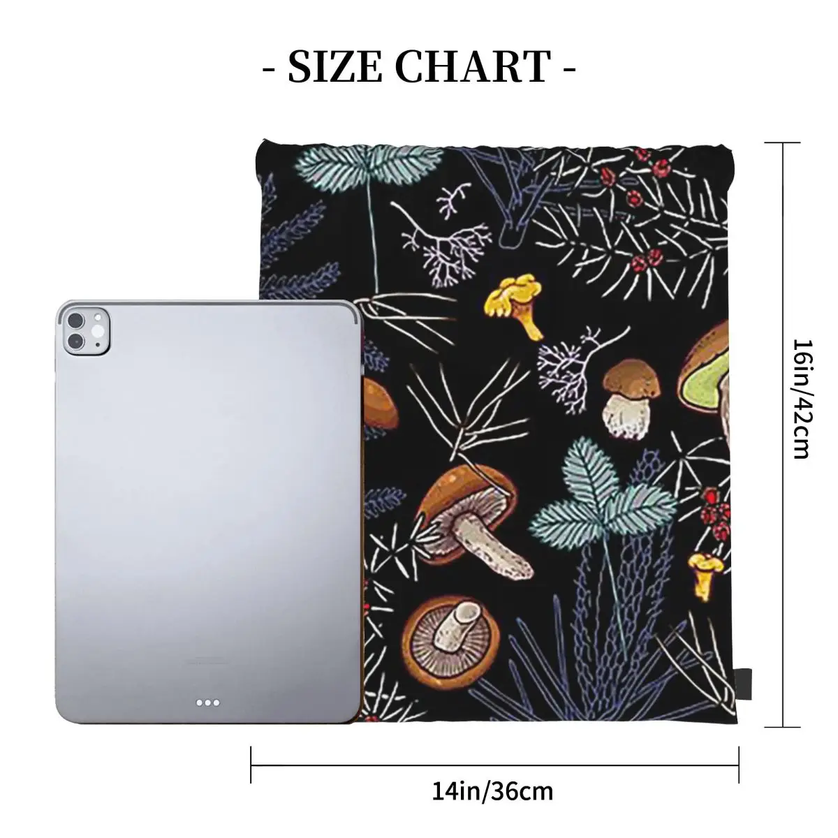 حقائب ظهر على شكل فطر الغابة البرية الداكنة متعددة الوظائف، حقائب برباط محمولة، حقيبة تخزين، حقائب كتب للسفر والمدرسة