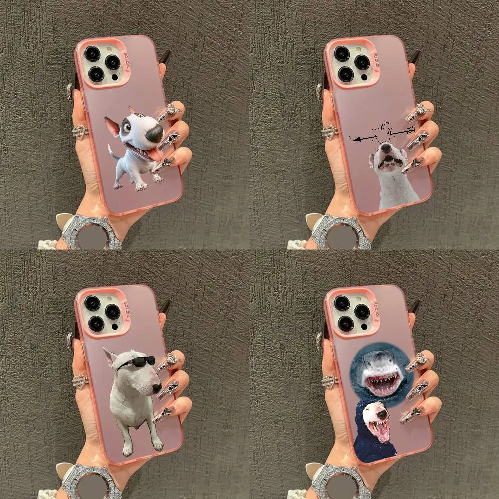 

Bull Terrier Dog Pet Shark Phone Case For iPhone 16,15,14,13,12,11,Mini,Pro,E,SE4,XS,MAX Pink IMD Box