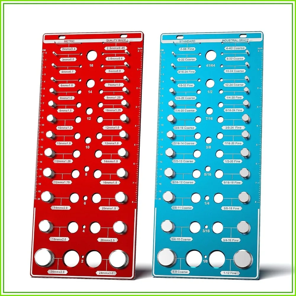 

68 Nut and Bolt Thread Checker - Standard & Metric Gauge, Drill Bit Finder Kit for Automotive & DIY