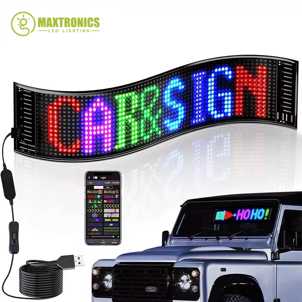 LED Matrix Pixel Screen Scrolling Advertisement USB 5V Bluetooth App Control DIY Text Pattern Animation Programmable Display Car