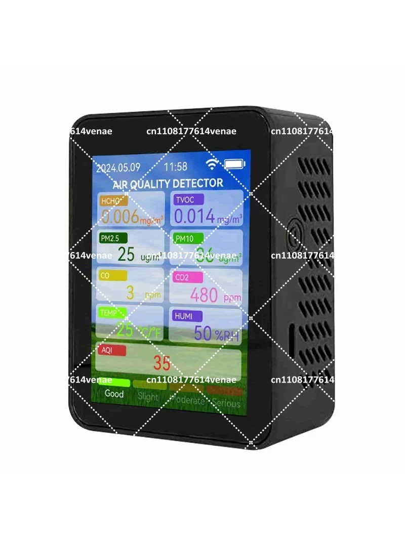 WiFi Multifunctional Air Quality Meter HCHO TVOC CO2 PM2.5 PM10 Tester Portable Temperature Humidity Monitor