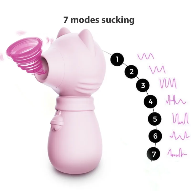 

7 Speeds Cute Cat Nipple Sucking Oral Licking Tongue Blowjob Vibrator Sex Toys Clitoral Stimulation Massager Masturbator G-spot