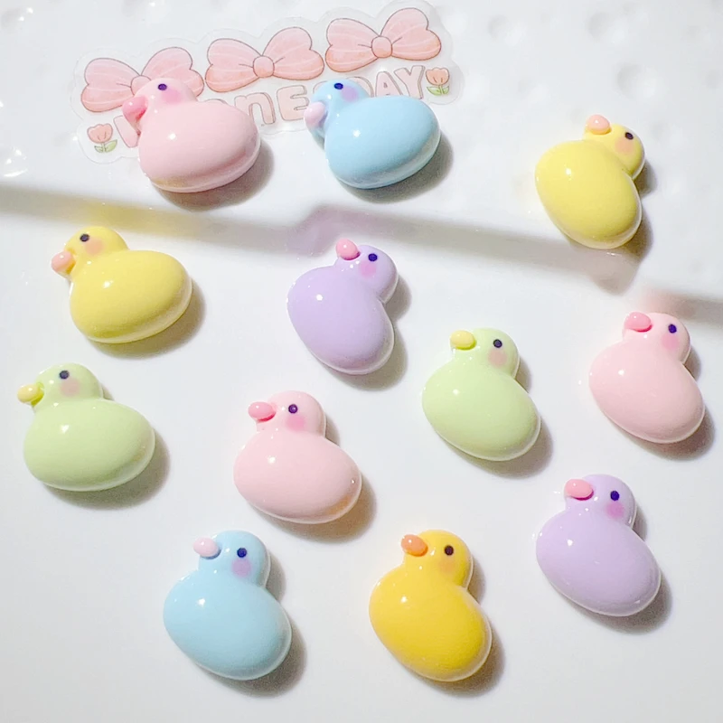 10 Pcs New Mini Cartoon Macaron Colour Cute Duck Resin Diy Fashion Jewellery Hairpin Decorate Accessories Craft