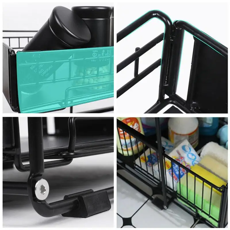 Multi-purpose 2 Tier Sliding Cabinet Basket Under Sink Organizer Storage Rack With Drawers For Home Bathroom Kitchen Accessories