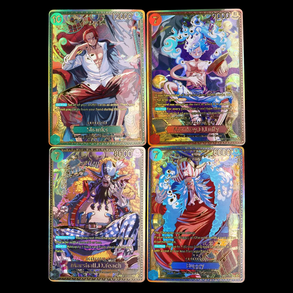 One Piece TCG OPCG English OP17 New Four Emperors SP Luffy Shanks Buggy Teach Textured Foil Card Anime Collectible Card