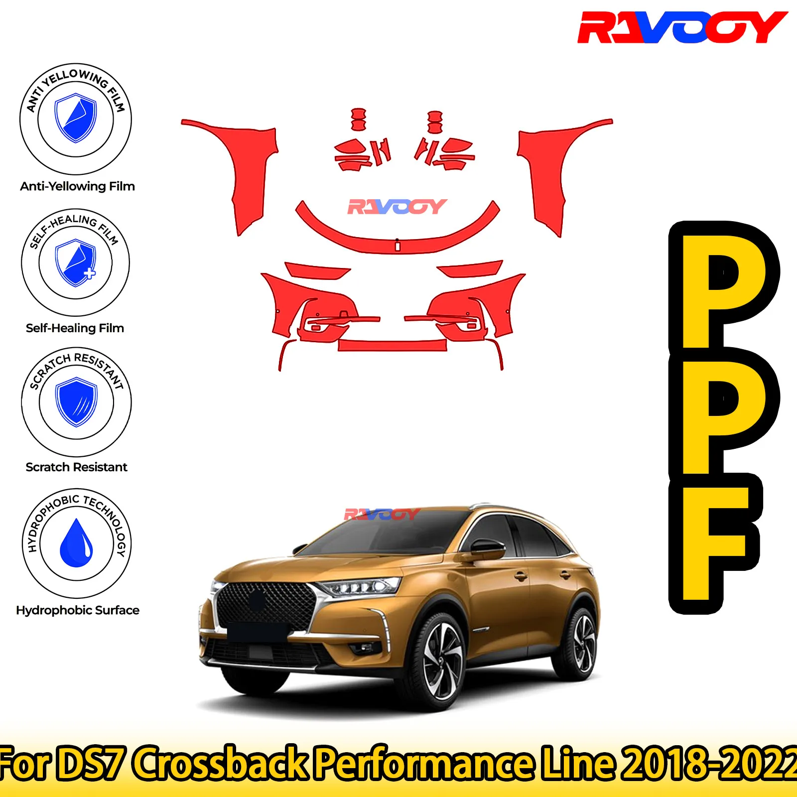 

Для DS7 Crossback Performance Line 2018-2022 глянцевая матовая черная предварительно вырезанная передняя защитная пленка PPF Kit