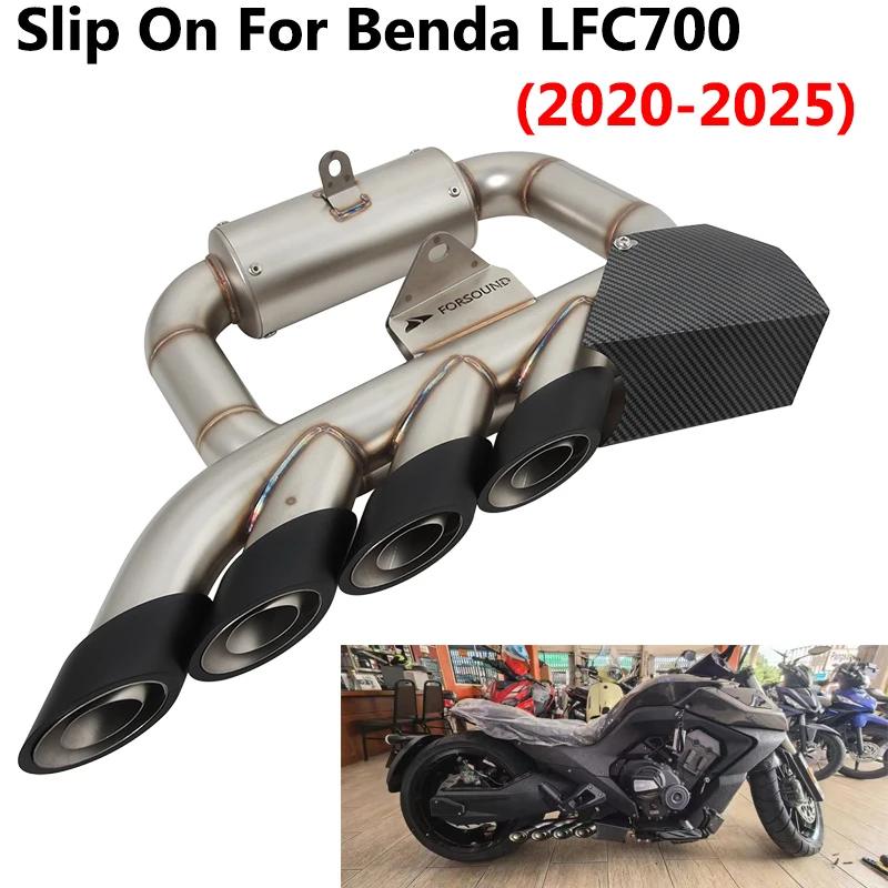 

Motorcycle Exhaust Escape Systems Slip On For Benda LFC700 LFC 700 2020 2021 2022 2023 2024 2025 Pipe 4 Holes Muffler DB Killer