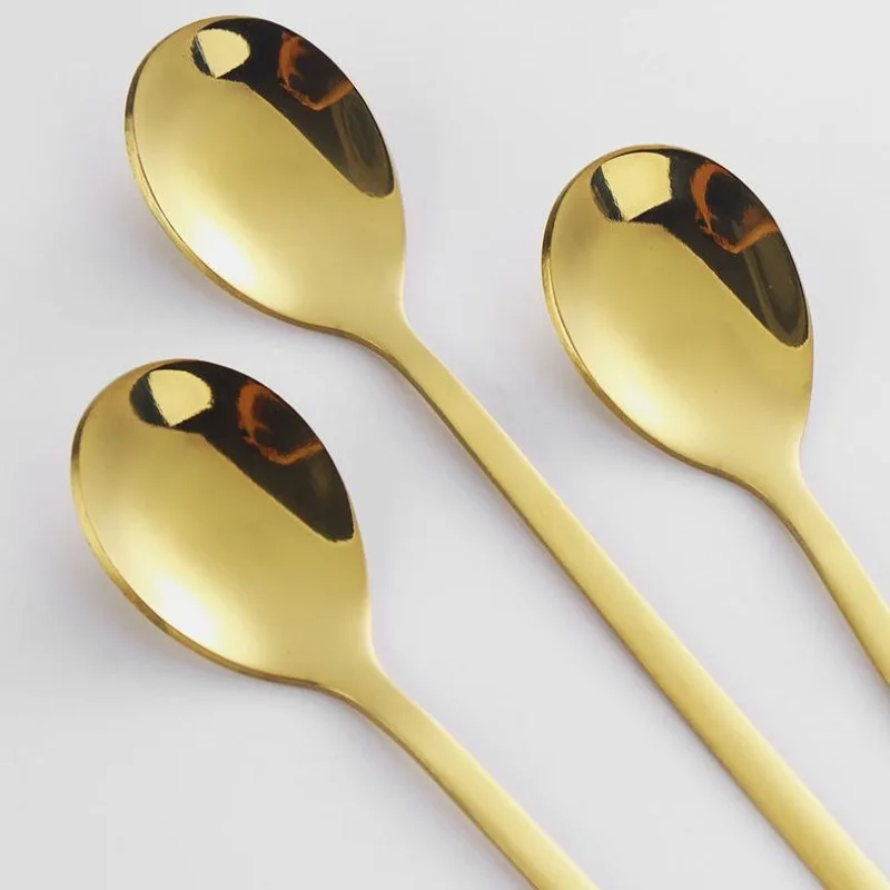 Spoon, Stainless Steel Coffee Spoon, Dessert Mixing Spoon, Cute with A High Appearance Level Golden Color view 3