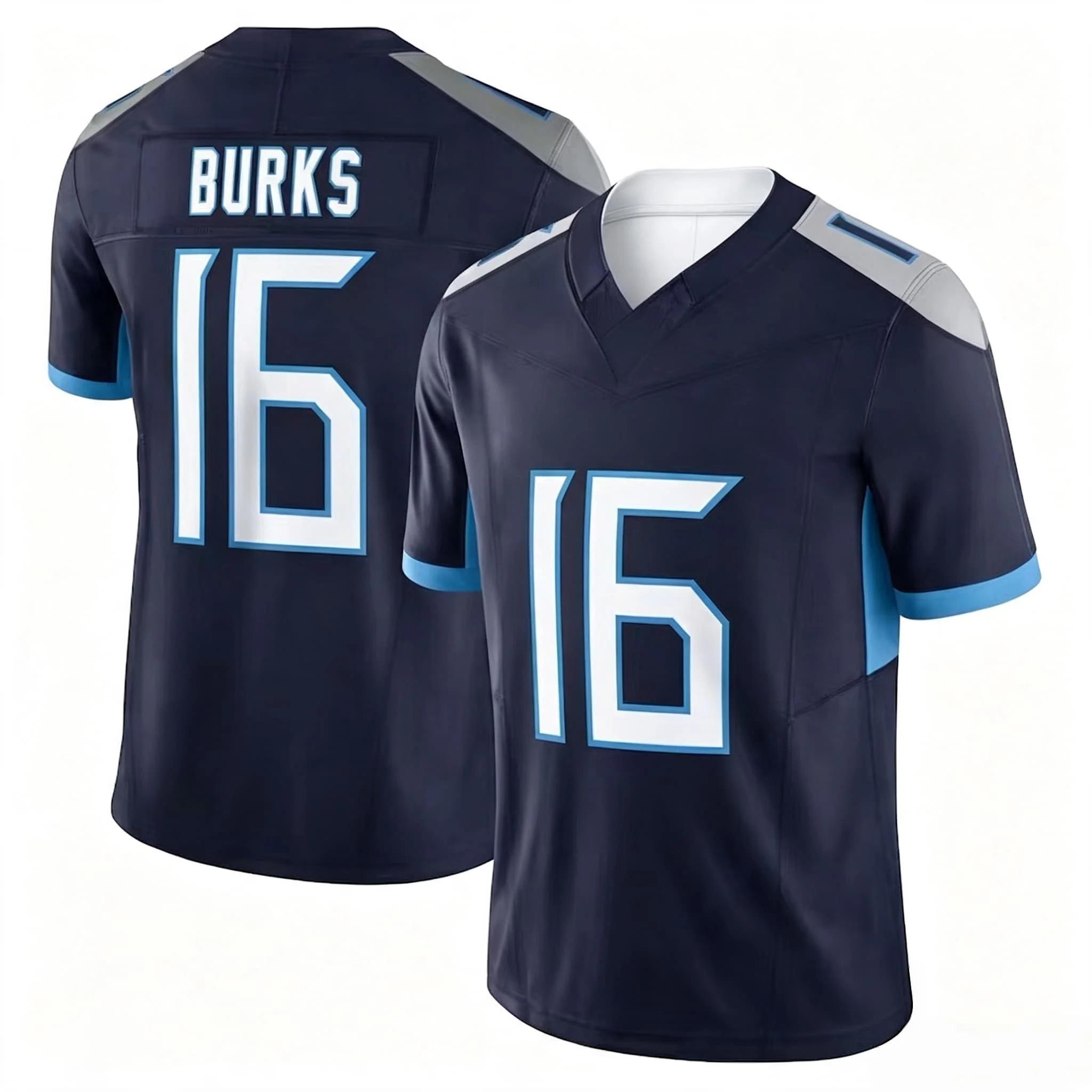 Männer # 16 Burks American-Football-Trikot V-Ausschnitt Kurzarm-Oberteil Schnelltrocknend Sport Street Casual Sporttraining Familien-Set
