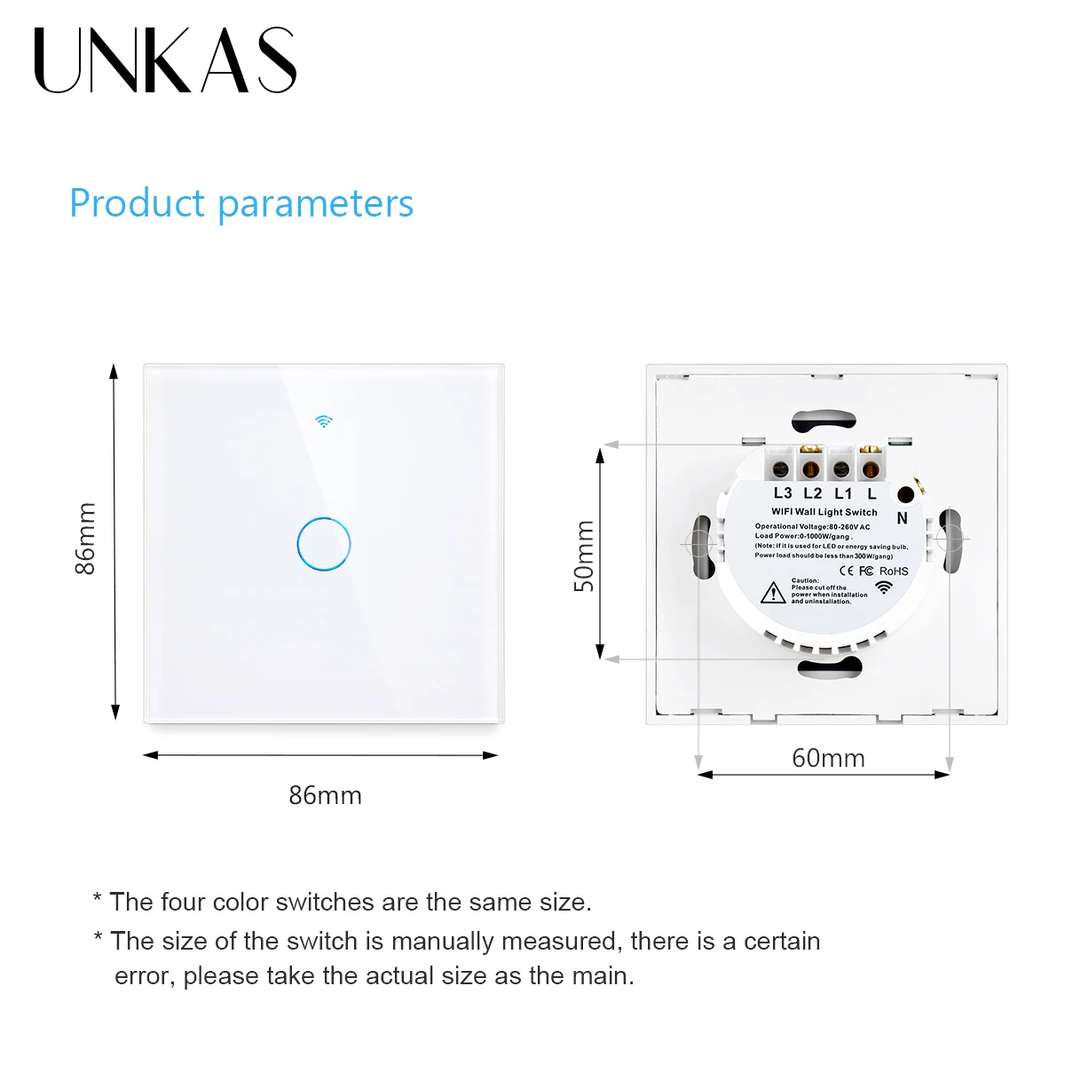 Smart Home Switch 1/2/3/4 Gang White Wall Sensor Wifi Touch Light Switch Tuya Control Smart Life Google Alexa with Alice view 6