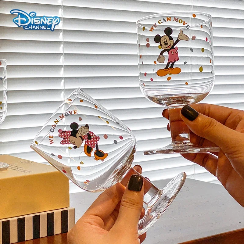 Disney Mickey Minnie Glass Mugs Goblet Kawaii Donald Daisy Duck Men Women Luxury Milk Juice Cups Home Crystal Cup Kids Water Cup