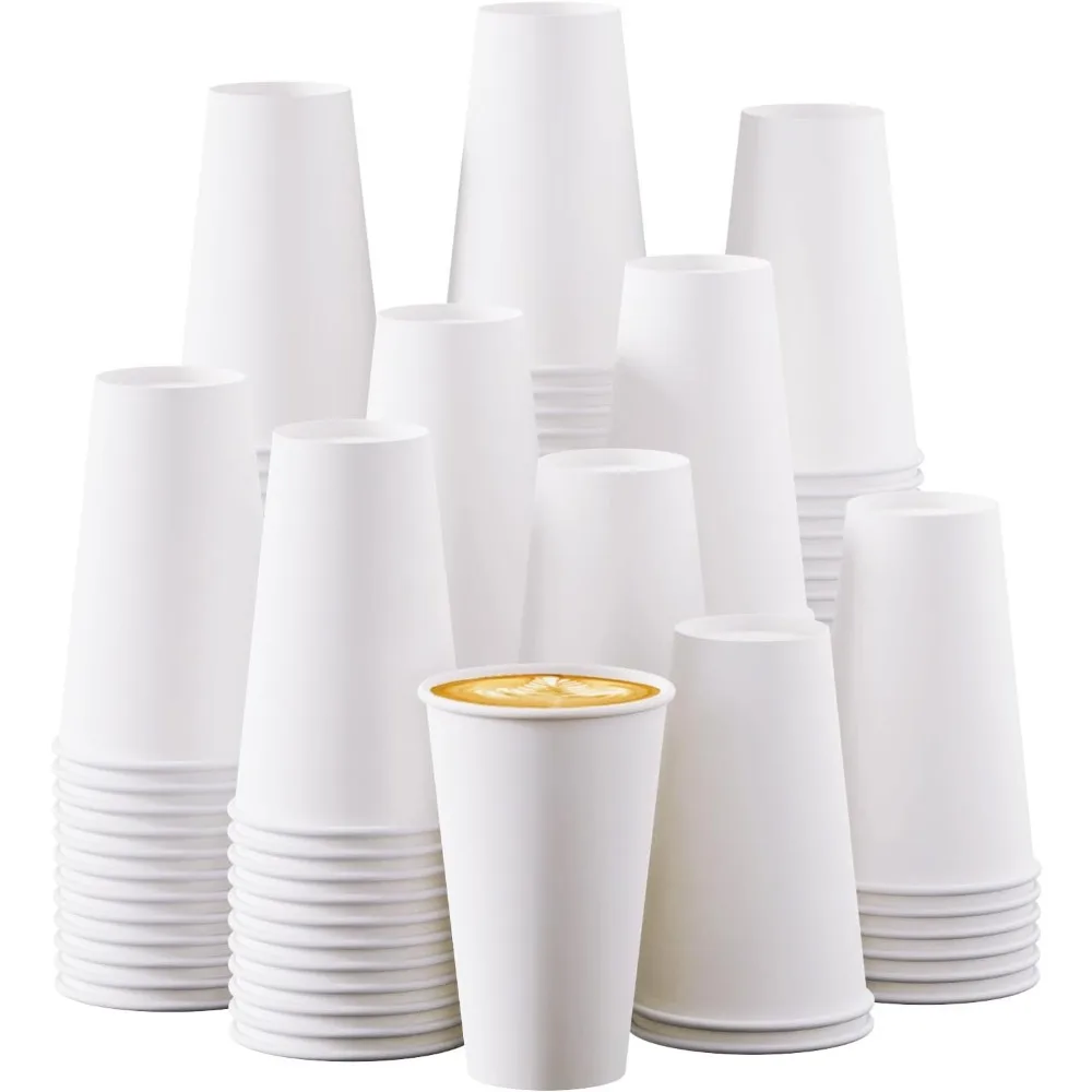 210 Count 16oz Disposable White Paper Coffee Cups for Hot Beverages
