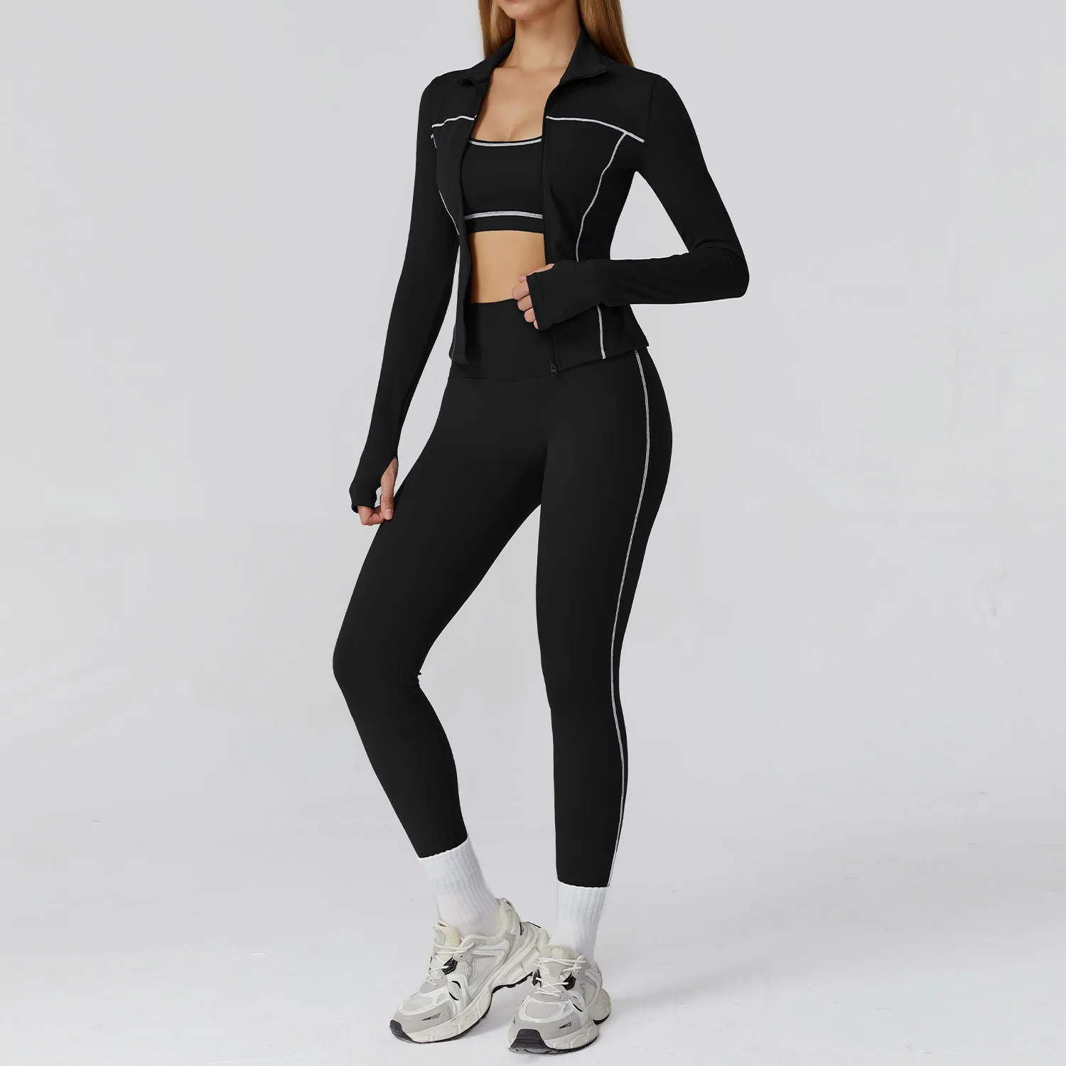 Yoga Clothes Set 2/3PCS Sportswear Gym Outfits Women Sports Set High Waist Leggings Fitness Suit Running Bra Workout Tracksuit image 6