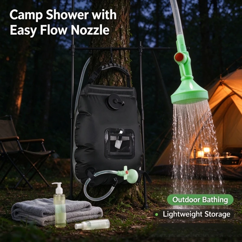 Stocking Stuffers Christmas Gift,Portable Foldable Outdoor Shower Bag with Control Shower Head for Camping Hiking Travel