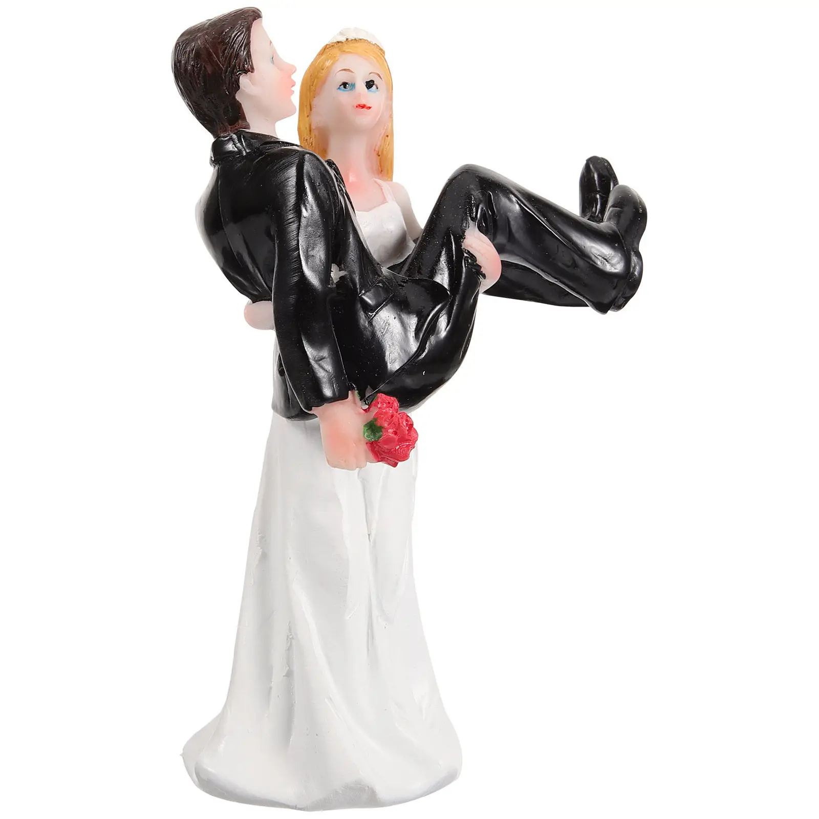 

Couple Figurines Bride Groom Ornaments Elegant Wedding Cake Toppers Resin Statue White