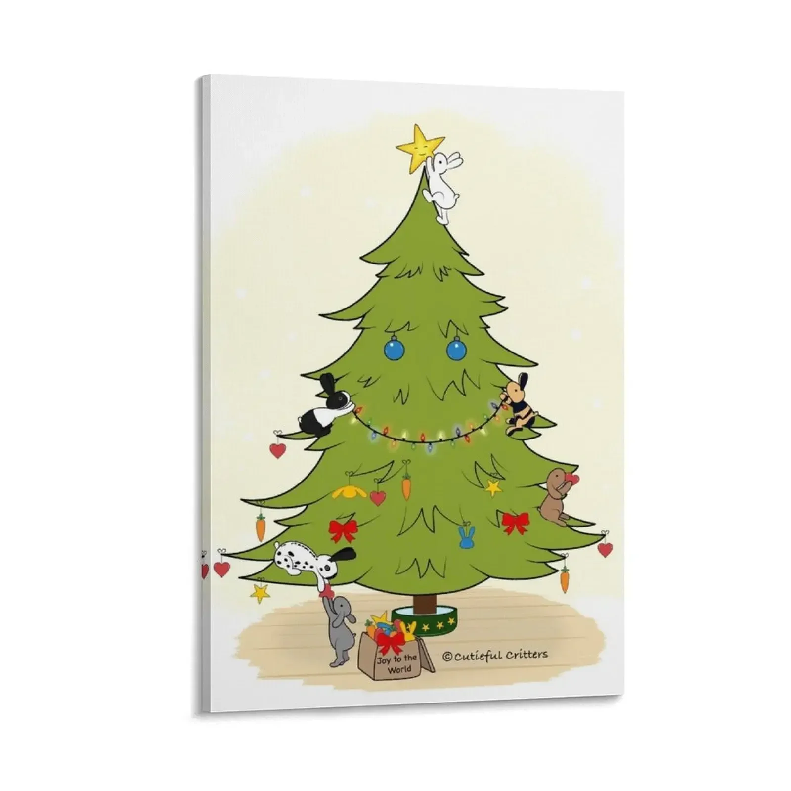 

Hoppy little bunnies make the Christmas tree smile - different breeds Canvas Painting wall decoration