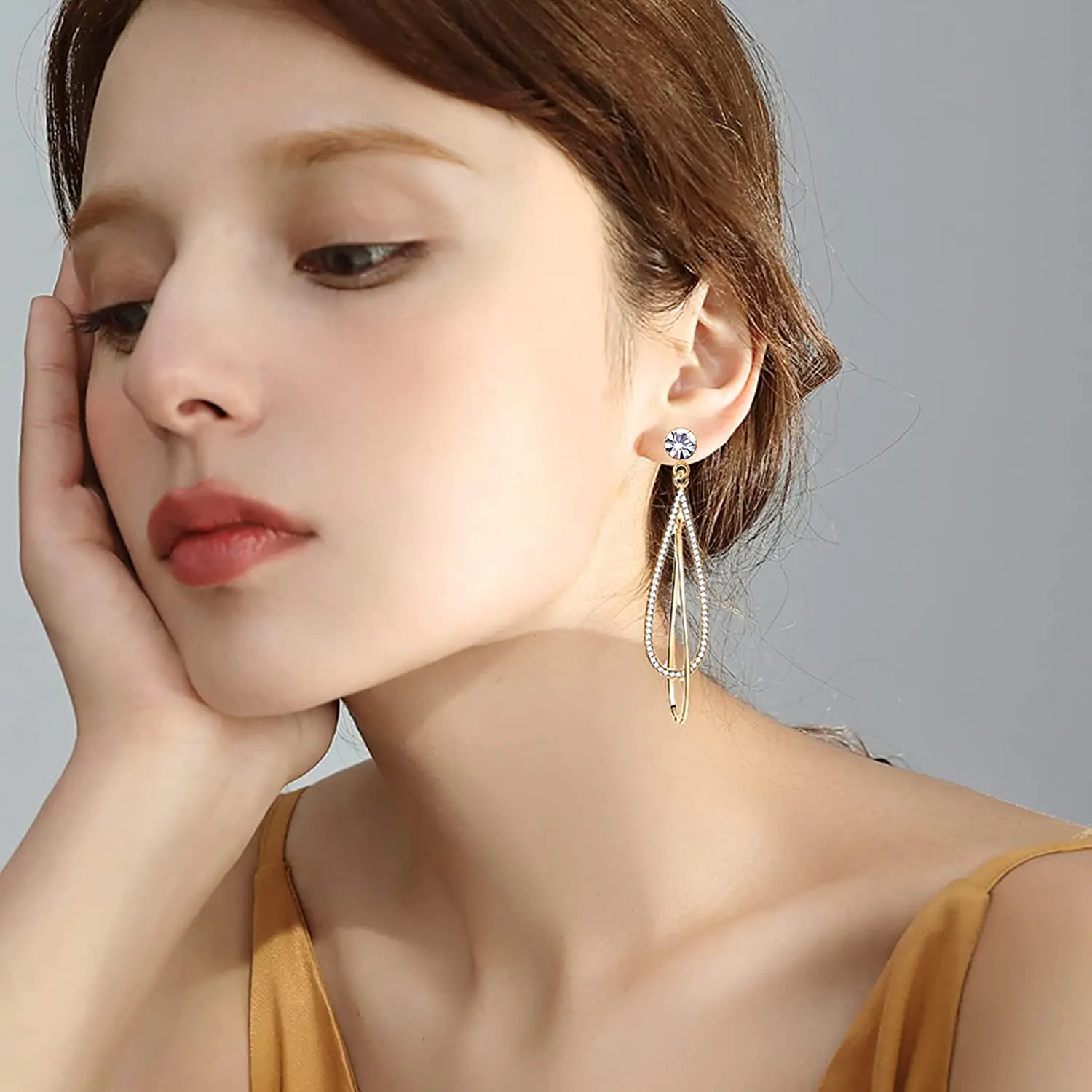 50pcs 5mm Rhinestone Earring Studs Hypoallergenic Ear Posts with Loop and 50pcs Ear Plug Earring Backs for DIY Jewelry Making