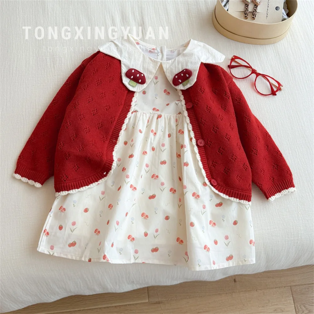 terno-para-meninas-outono-novo-bebe-menina-malha-cardigan-doce-e-bonito-vestido-de-princesa-versao-coreana-conjunto-de-duas-pecas