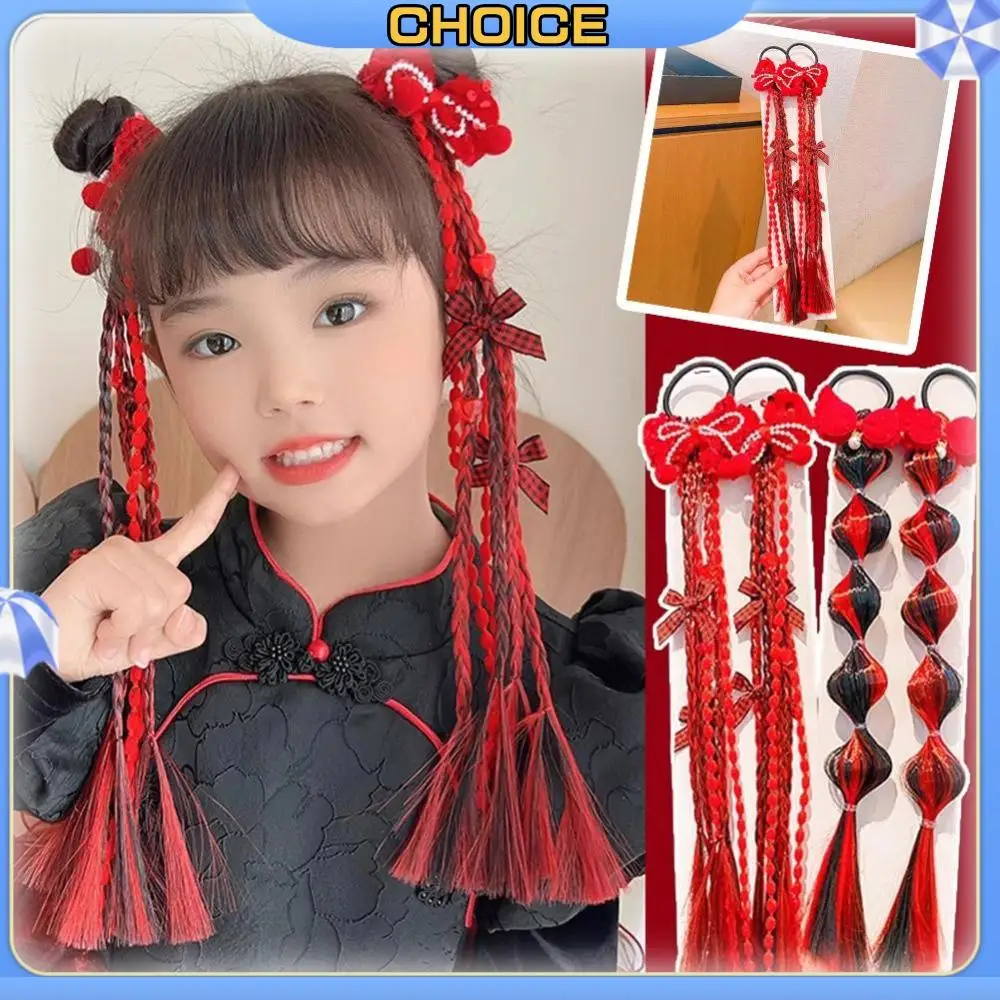 2 pièces/ensemble enfants mignon noeud chinois perruque pendentif ornement pinces à cheveux filles belles Barrettes douces épingles à cheveux enfants cheveux accessoires