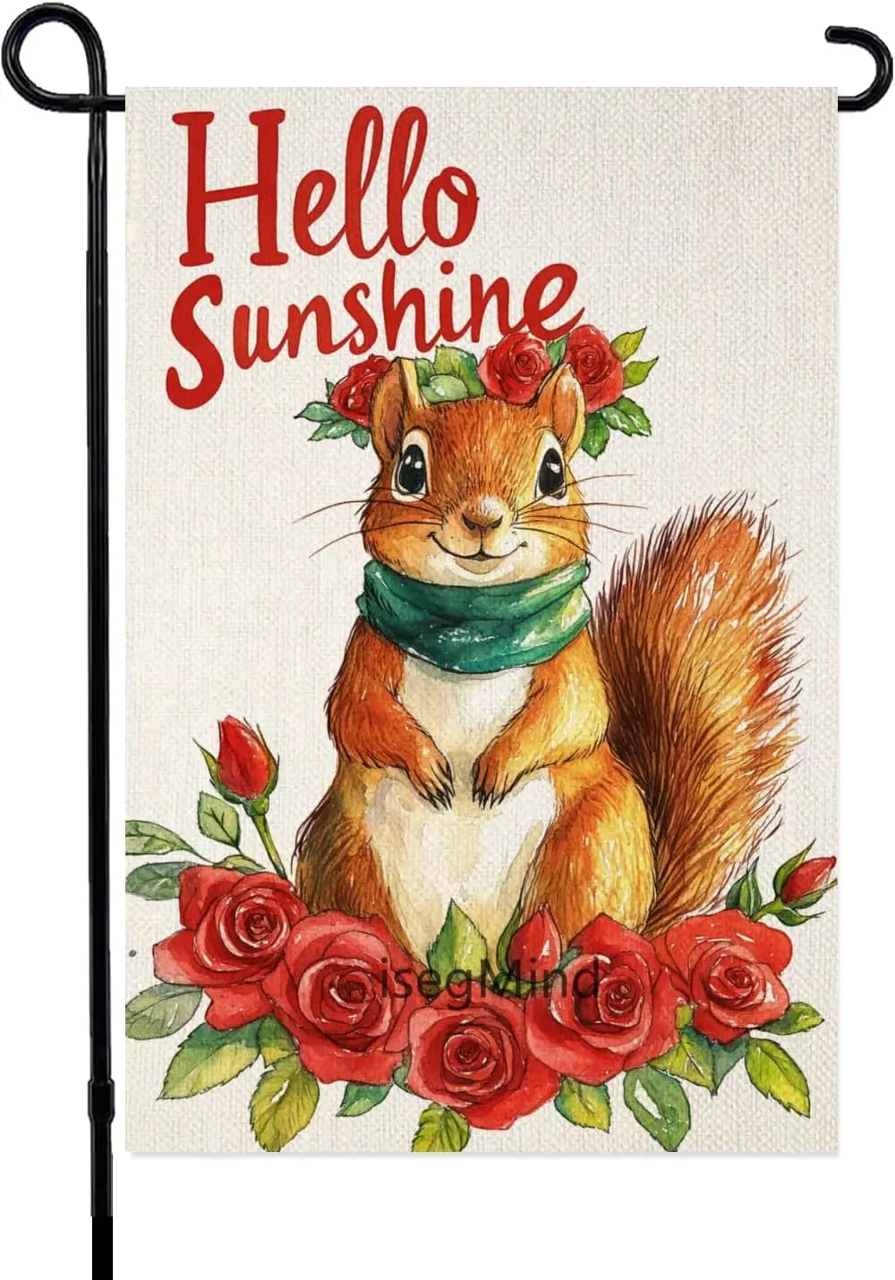 Hello Sunshine Garden Flag Spring Summer Red Rose Squirrel Garden Flags 12x18 Inch Double Sided Farmhouse Yard Flag Spring S EEZ