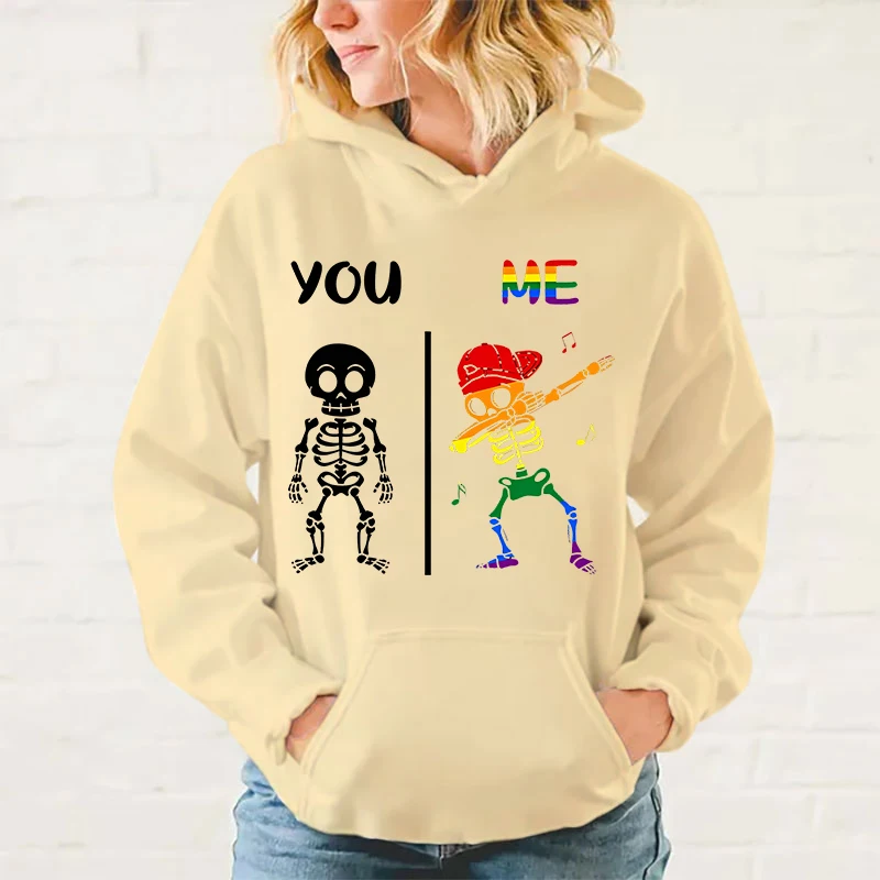 Fashion Hoodie Ladies Sweater Harajuku Lgbt You Me Dab Skeleton Print Hoodie Personality Hoodie Streetwear