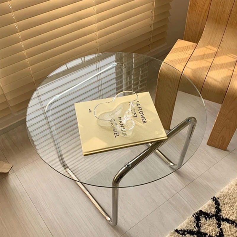 

！@Modern Style Durable Stainless Steel Tempered Glass Coffee Table for Living Room Eco-Friendly Easy to Clean Small Home Furnitu