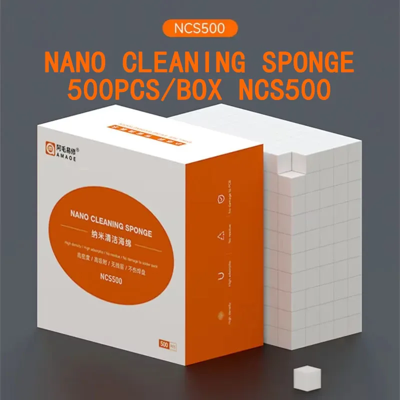 

AMAOE NCS500 нано-чистящая губка для ремонта телефона, материнская плата, чип процессора, экран, многофункциональная подушечка, губка для протирки чипов, 500 шт./1 коробка
