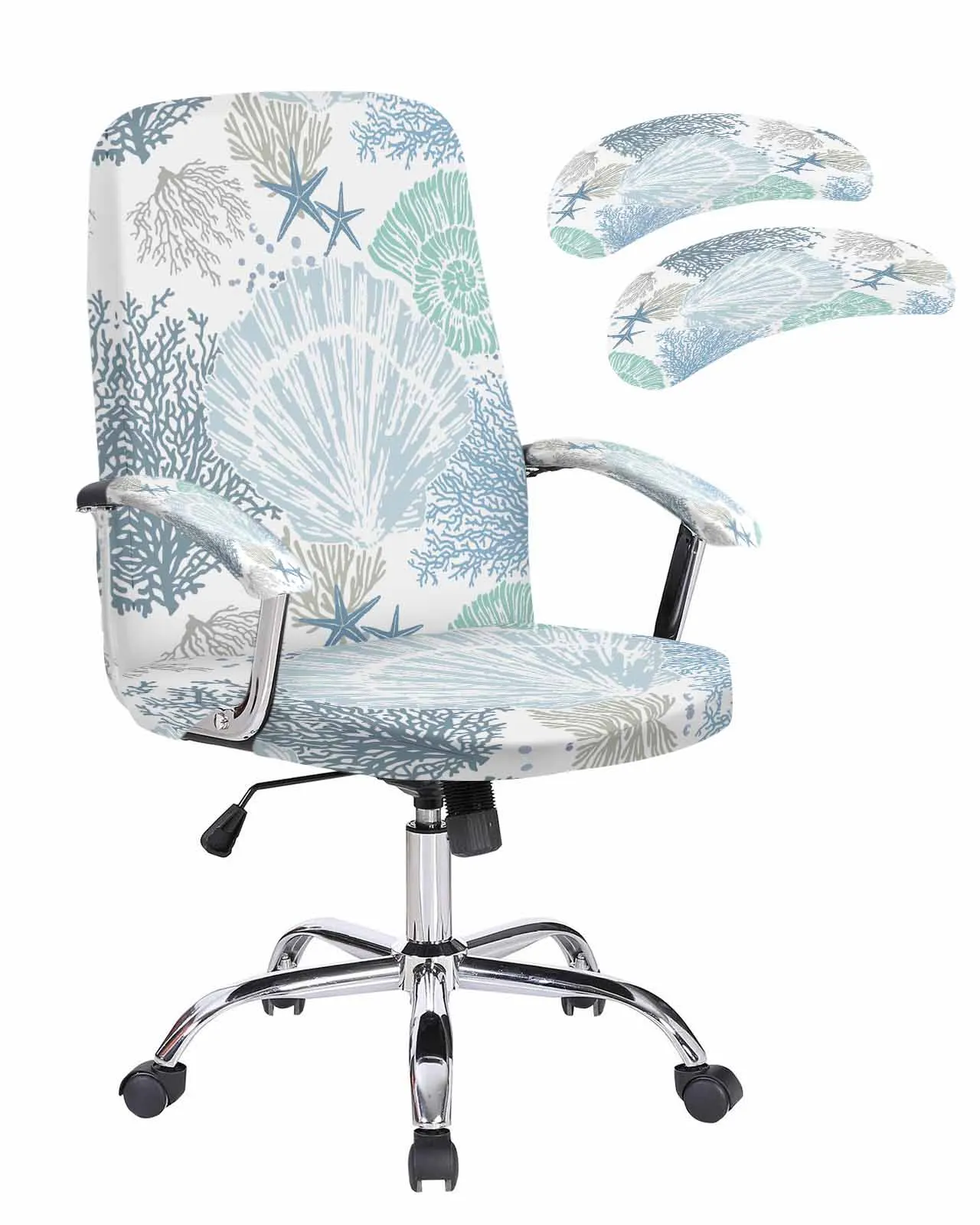 

Ocean Shell Starfish Coral Conch Elastic Office Chair Cover Gaming Computer Chair Armchair Protector Seat Covers