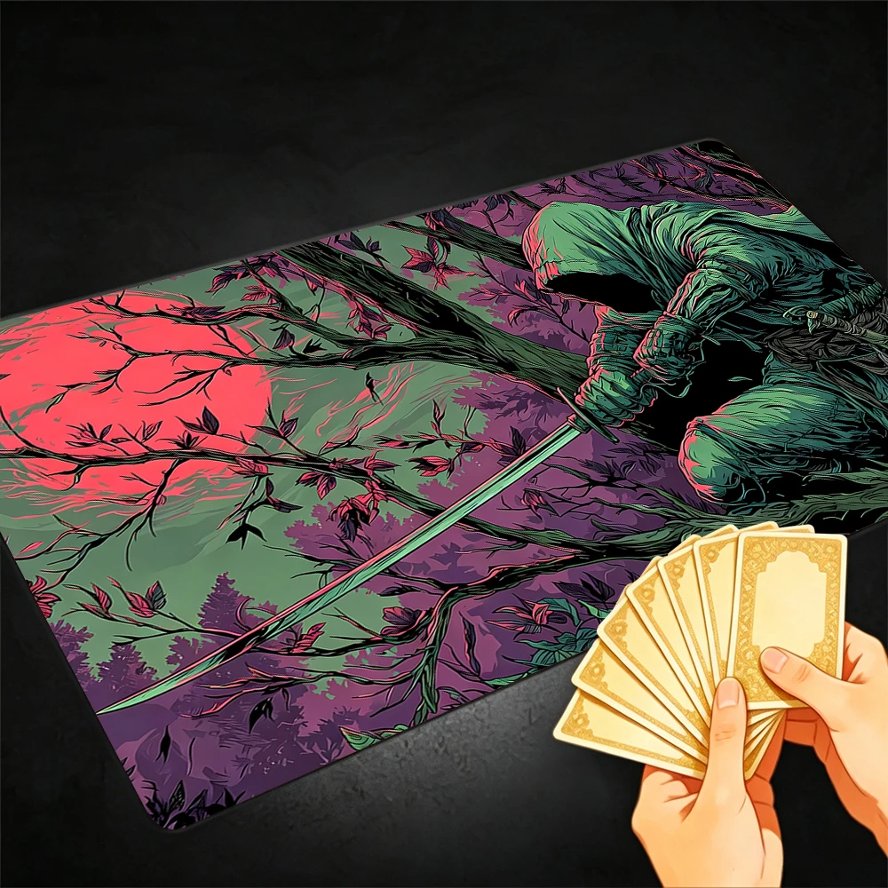 Red Moon and the Assassin TCG Playmat Magic Playmat Gathering Gaming Mat with Stitched Edge Anti-slip base Trading Card Game