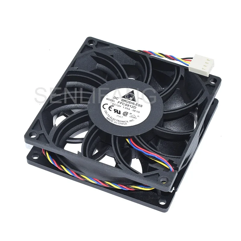 

9CM New Cooler FFC0912D DC 12V 1.05A 90x90x25MM Four Lines Server Square Fan For Delta