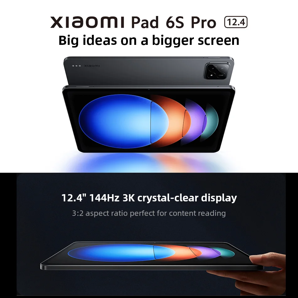 Global Version Xiaomi Pad 6S Pro 12.4 Snapdragon 8+ Gen 1 Octa Core 50MP Main Camera 12.4 inch 144Hz Display 120W HyperCharge