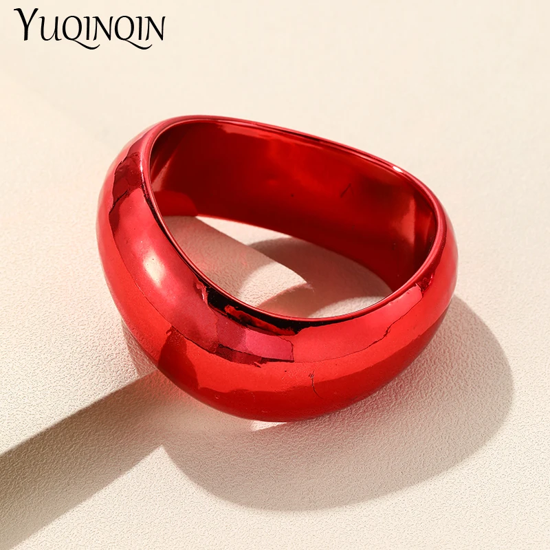 New Retro Irregular Wide Bangle for Women Exaggerated Big Resin Thick Bracelet Bangle Female Girls Vintage Trend Indian Jewelry