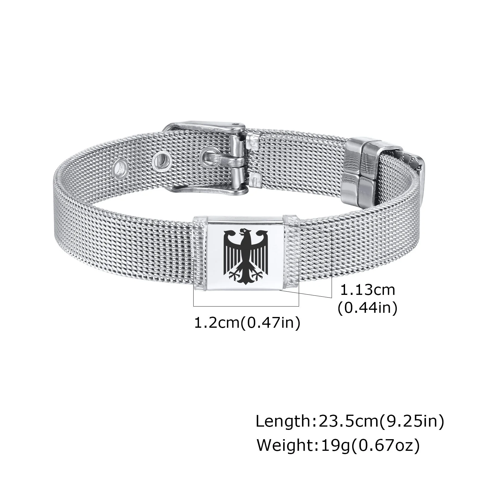 Deutsches Adler-Armband für Männer und Jungen, verstellbares Armband aus Edelstahlgeflecht, Deutschland-Schmuckgeschenk