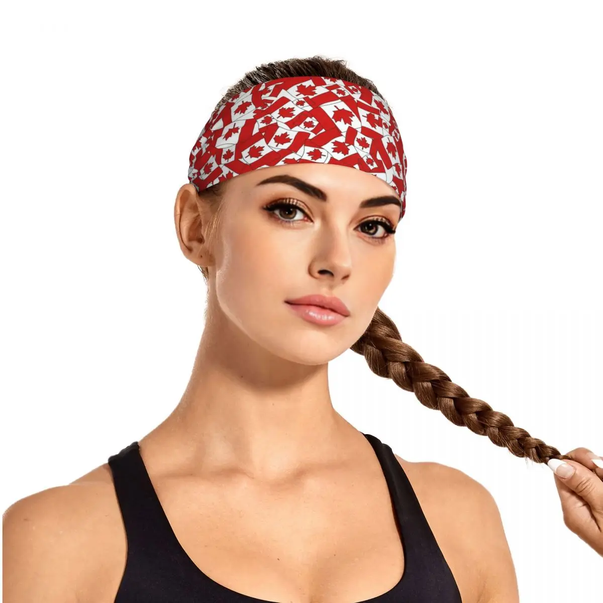 Canada Flag Elastic Hair Band Yoga Headband Makeup Hair Hoop Headwrap