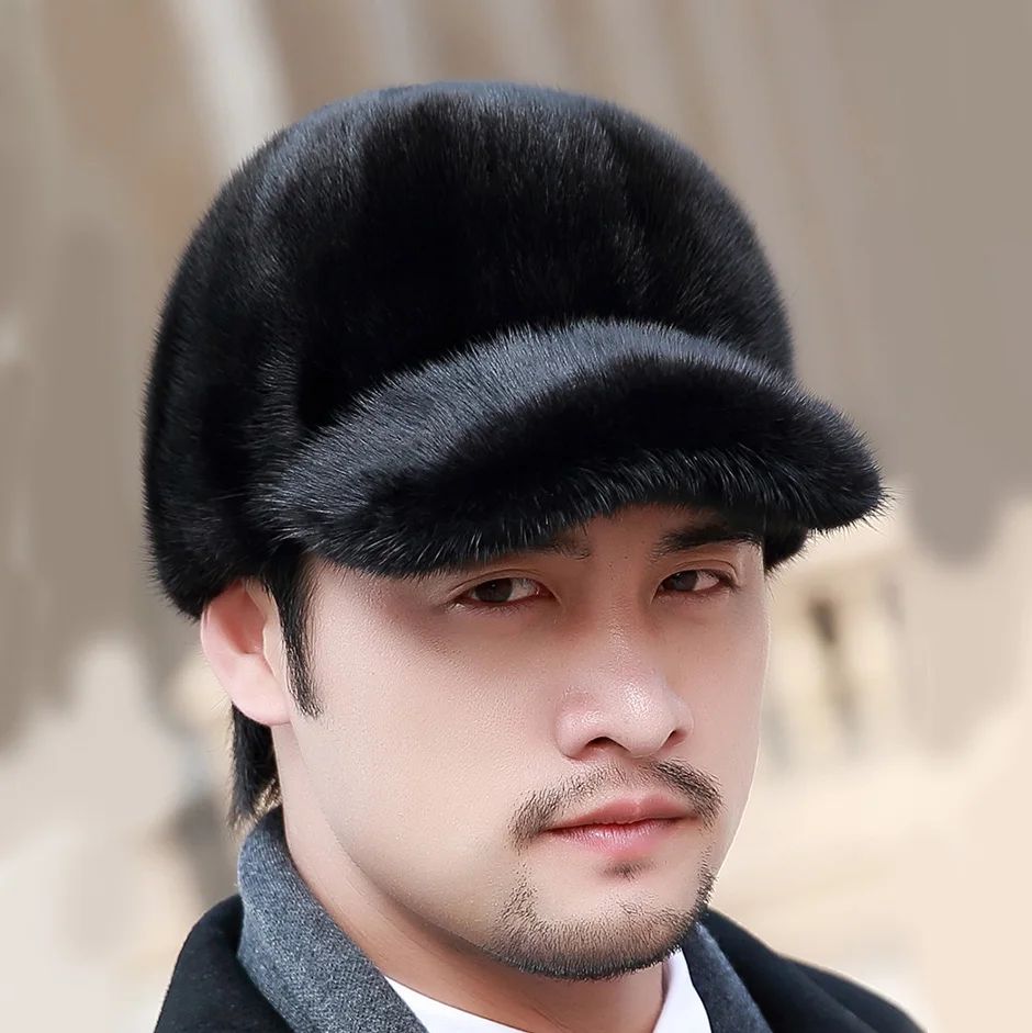 Aorice man real mink fur hat cap  2020 new winter snow unisex natural mink fur baseball hats caps HF006