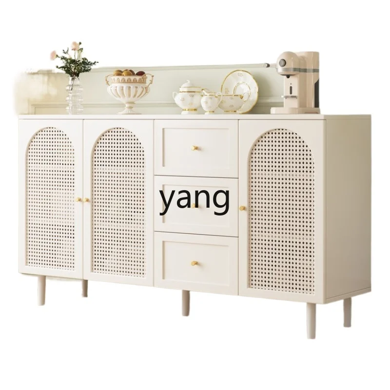 

Yjq Sideboard Cabinet Modern Simple Shelf Small Apartment Chest of Drawers Rattan Solid Wood Kitchen Locker