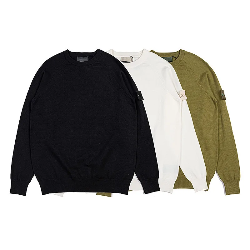 

Мужской теплый шерстяной свитер свободного кроя с круглым вырезом и длинными рукавами, модный повседневный топ для молодежи, универсальный.