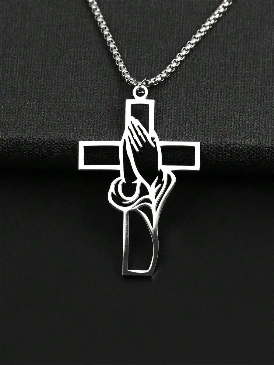 

Christian Bible Cross Necklace, Stainless Steel Pendant Chain For Men, Prayer Jesus Jewelry Gift, Corrente Men
