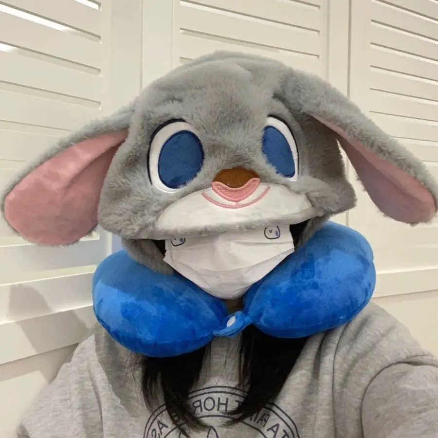 Disney Crazy Zootopia Judy Nick U-shaped hooded neck pillow Travel blackout nap pillow office Comfortable Kawaii Couple Girl