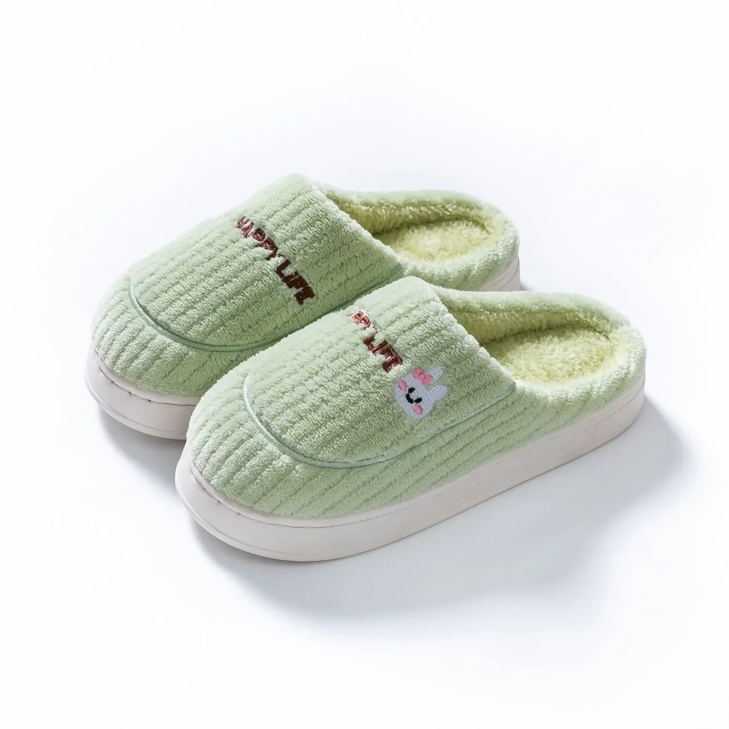 Fleece Cotton Slippers Home Cotton Mop Autumn Winter Indoor Household Non-slip Slippers Men's Women's Office Warm Cotton Shoes