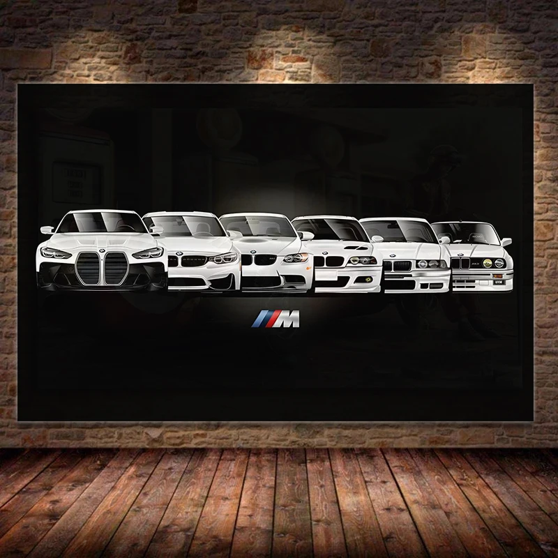 Superior Car Sports Car B M W M Evolution Car Poster Print Canvas Painting Wall Art Pictures for Living Room Home Decor Cuadros