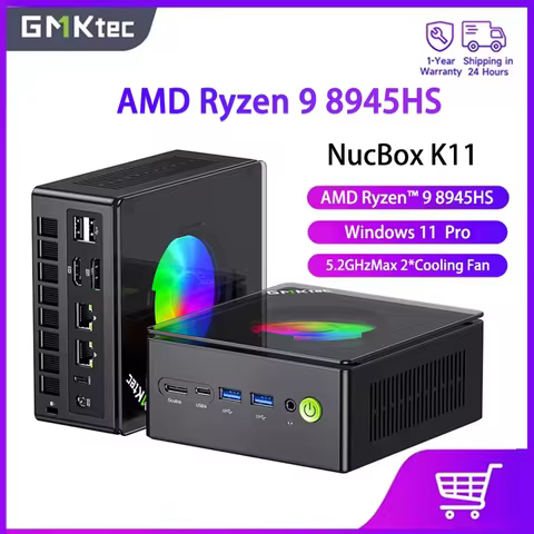 GMKtec NucBox K11 Mini PC AMD Ryzen 9 8945 5.2GHz Windows 11Pro 2.5G LAN2 WiFi6E BT5.2 Cooling 2Fan USB 4.0 Mini PC for Gaming