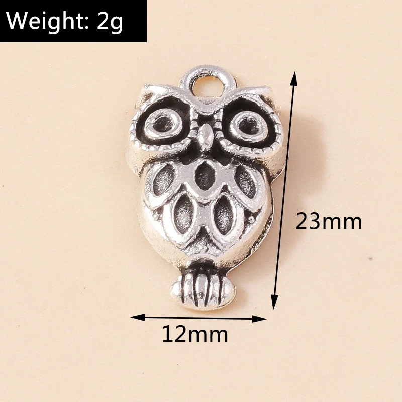 Leslie 10 Stück silberfarbene Metall-Tier-Anhänger, Legierung, Eule, Hund, Spinne, Elefant, Charms, DIY-Schmuckherstellung, Halsketten, Armband, Basteln – Detail 7
