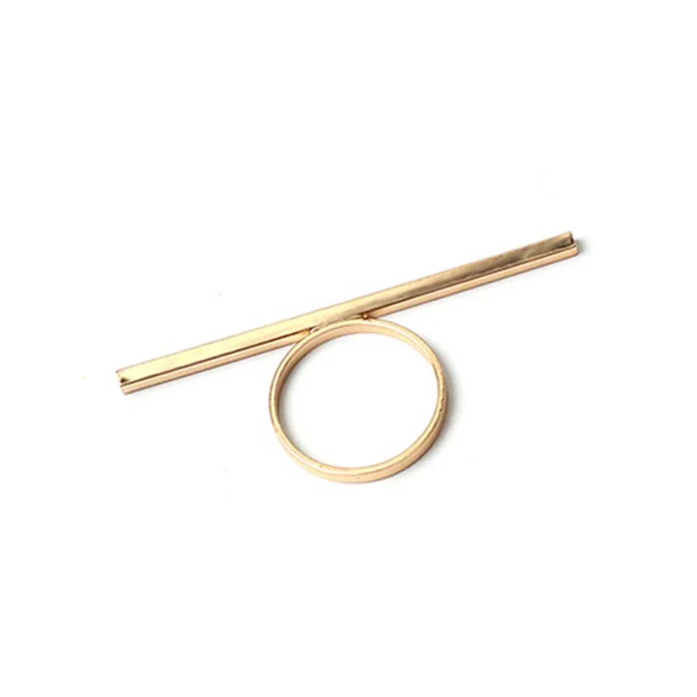 Simple Exaggerated Women Korean Long Strip Shape Finger Ring Copper One Word Rings Fashion Jewelry