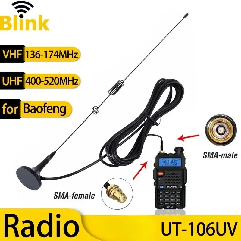 

Nagoya UT-106UV Car Ham Radio Magnetic Antenna VHF/UHF Dual Band SMA-Female for Baofeng BF-888S UV-5R/9R/10R/82 Walkie Talkie