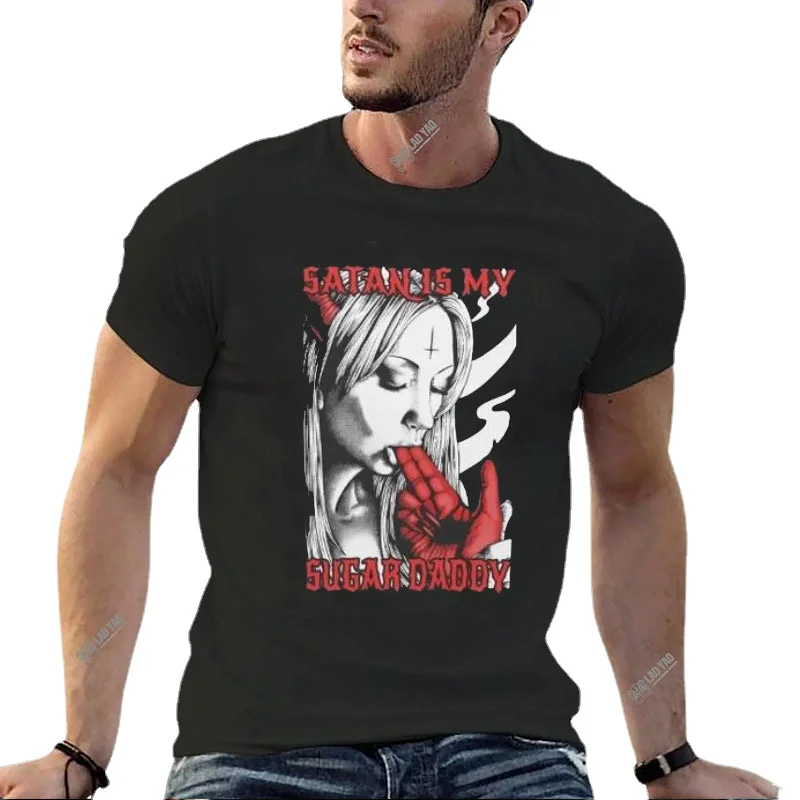 

Tattoo Sexy satan girl The Nun T Shirt Creative Short Sleeve Tee Women's Tops Tees Retro Koszulki Humor Otaku Breathable Classic