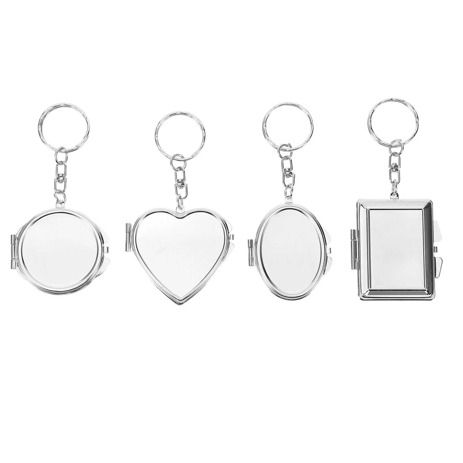 Mini porte-clés miroir pliant en métal, 4 pièces, miroir de poche Compact, pendentif de forme créative, fournitures
