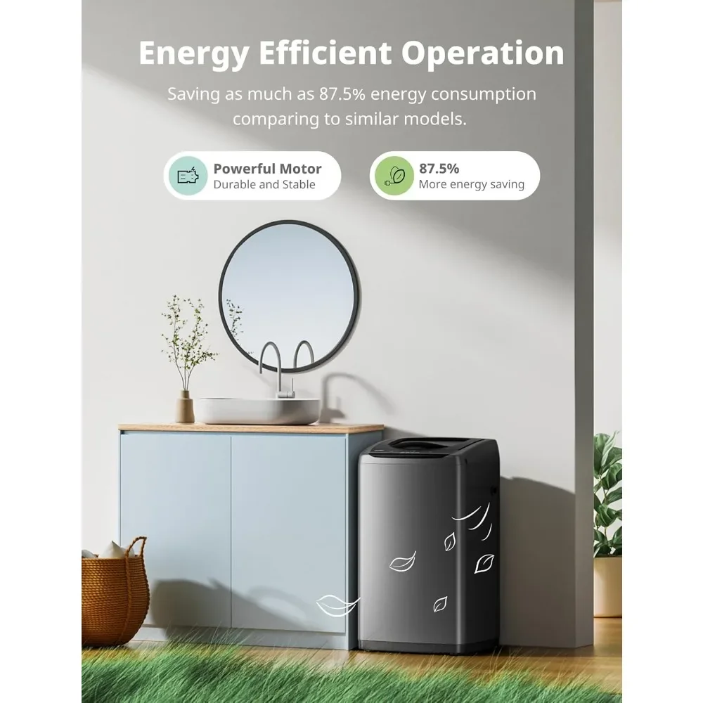 

Компактная шайба толщиной 0,9 куб. футов со светодиодным дисплеем, 5 циклов стирки, 2 встроенных роликами, компактная полностью автоматическая шайба