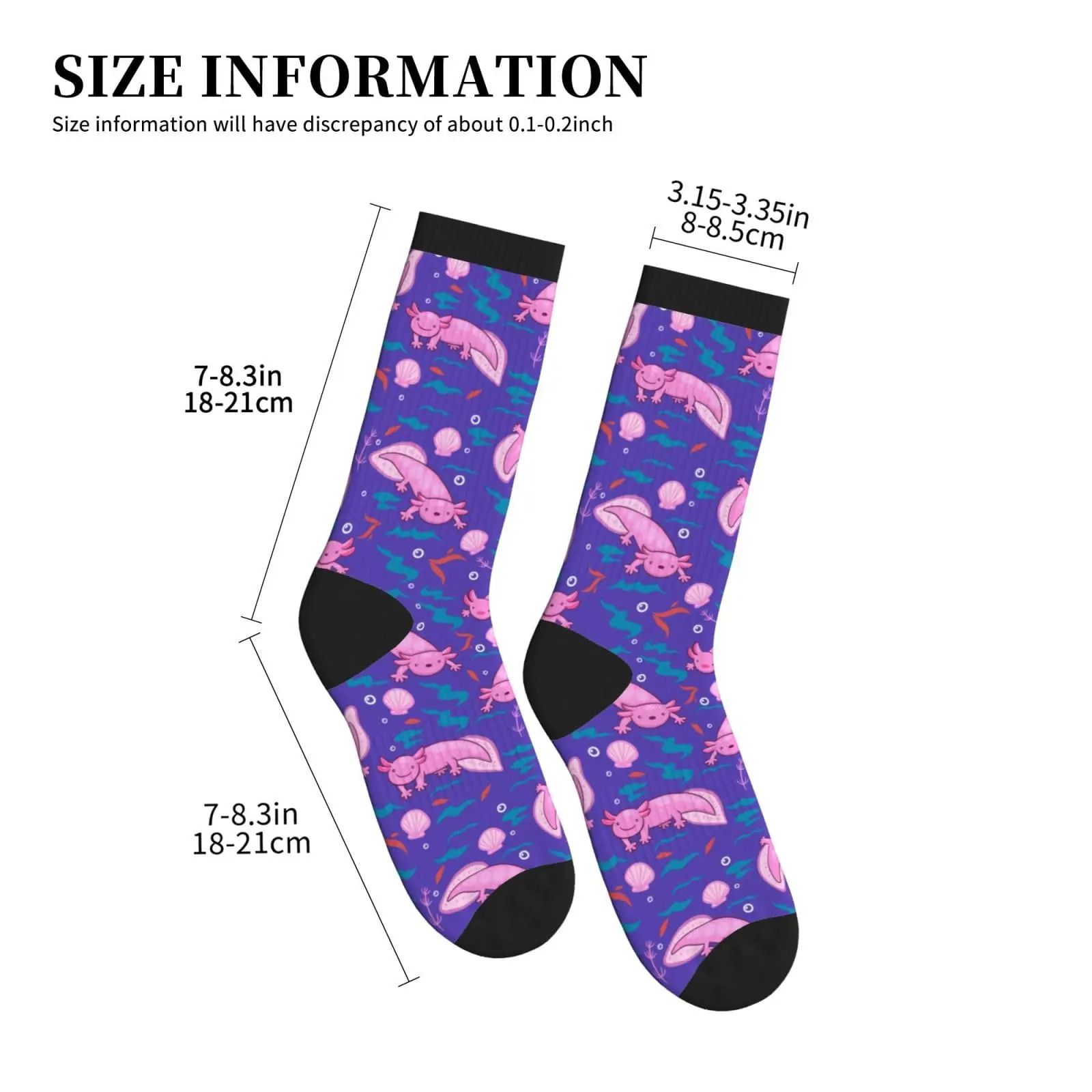 Pink and Purple Axolotl Funny Novelty Casual Crew Socks Gifts For Men Women